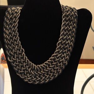 Elegant Black and Silver Braided Necklace